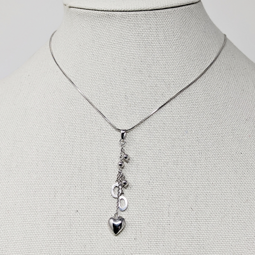 New sterling silver 925 charm dangle pendant necklace heart love ball oval - Picture 5 of 6